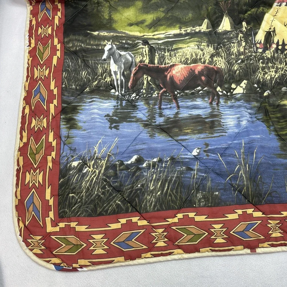James Hautman Western Quilt Wall Hanging Nonstandard Multicolor Horses Native